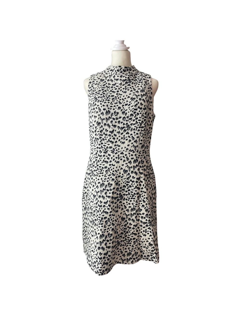 Loft size 6 Women’s Snow Leopard Print Cream Sleeveless Dress